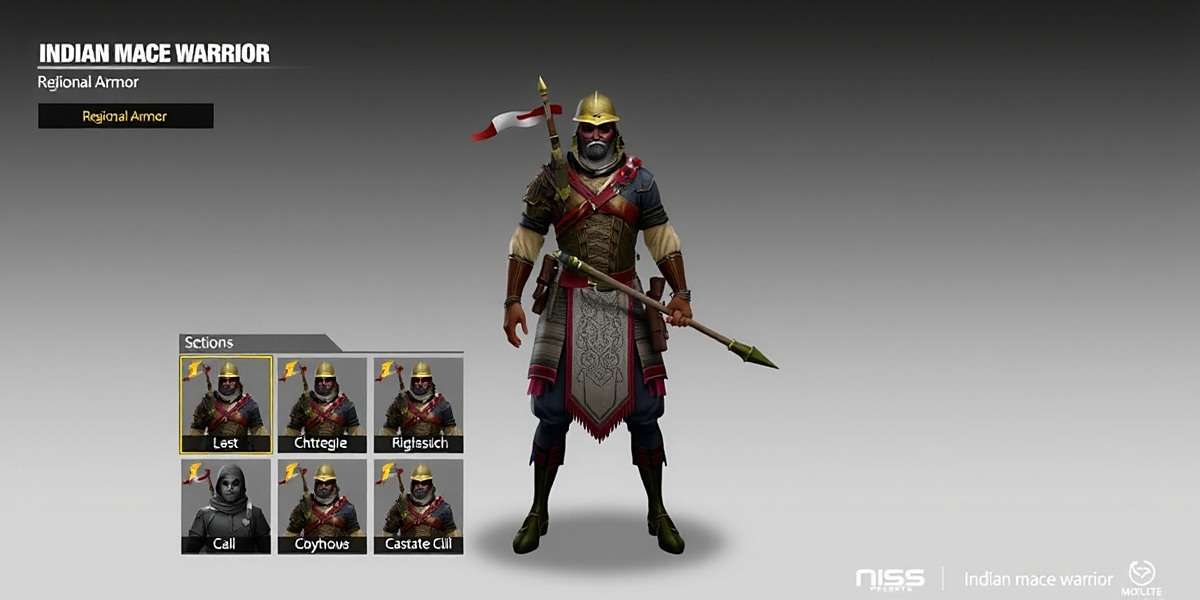 Indian Mace Warrior character customization screen showing various regional armor options